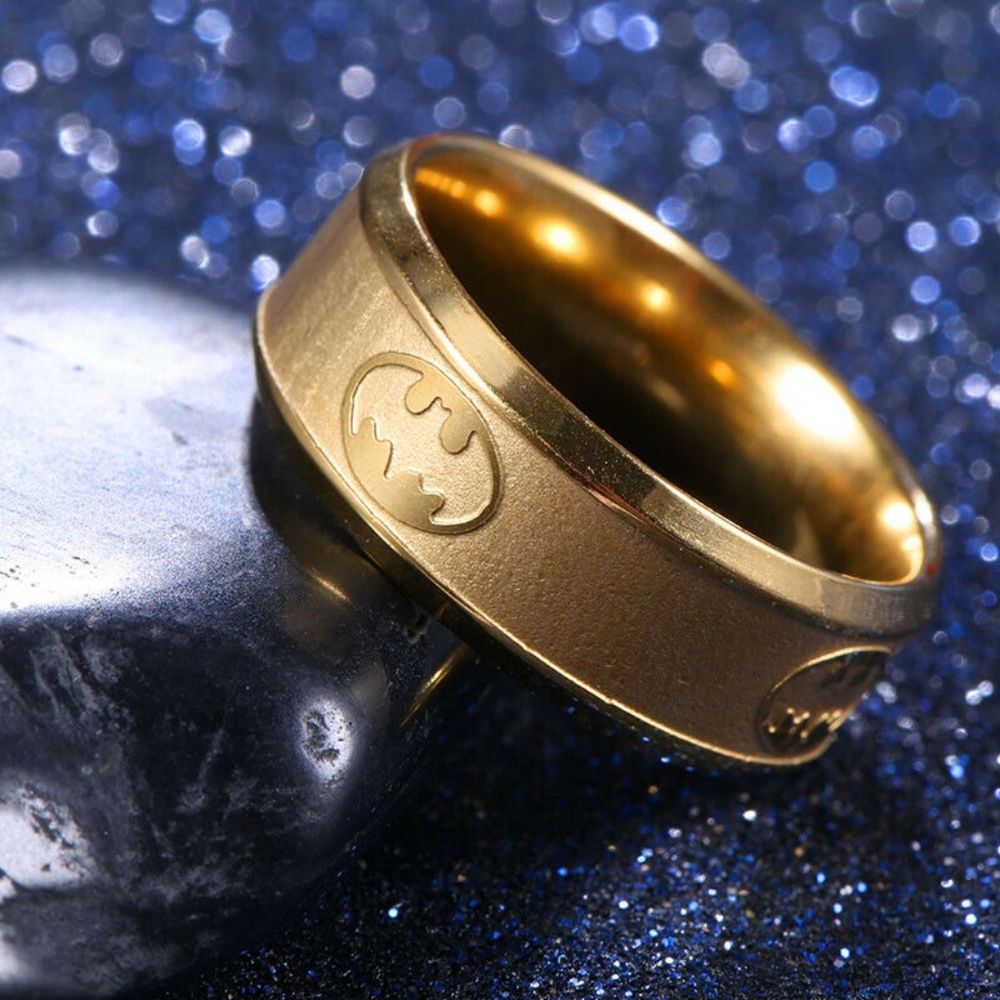Men & Women Batman Stainless Steel Gold Ring
